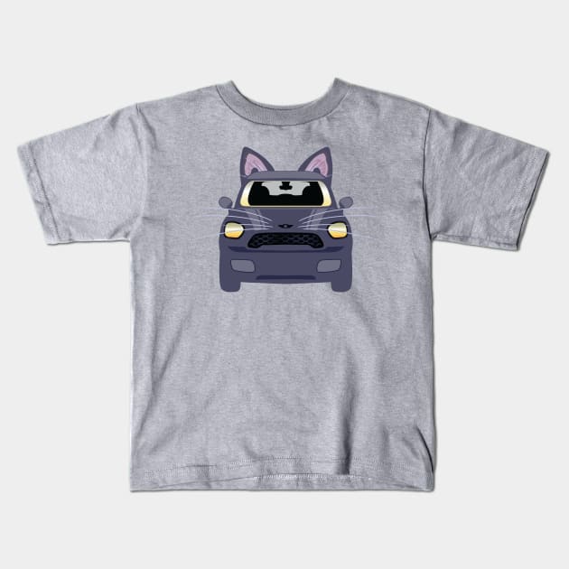 Mini Russian Blue Cat Car Kids T-Shirt by Keltaria